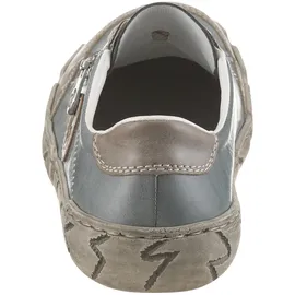 Rieker Sneaker RIEKER, Damen, Gr. 37, blau (graublau, taupe), Leder, Lederimitat, used, Schuhe Sneaker, mit Zierreißverschluss, Freizeitschuh, Halbschuh, Schnürschuh
