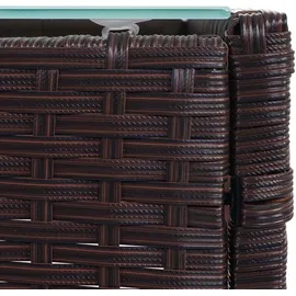 Mendler 3-2-1-1 Poly-Rattan Garten-Garnitur Halden, Lounge-Set Sitzgruppe Sofa braun-meliert, Kissen grün