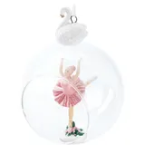 Brubaker Premium Weihnachtskugel Ballerina im rosa Kleid - 10 cm Baumkugel aus Glas mit Schwan Porzellan Figur
