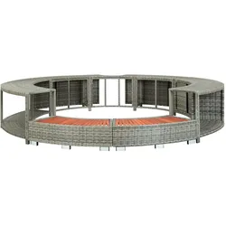 vidaXL Whirlpool-Umrandung Grau Poly Rattan