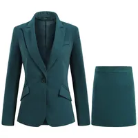 YYNUDA Hosenanzug Damen Business Outfit Slim Fit Blazer Elegant mit Anzughose/Rock für Frühling Sommer,Grün+Röcke,M - M