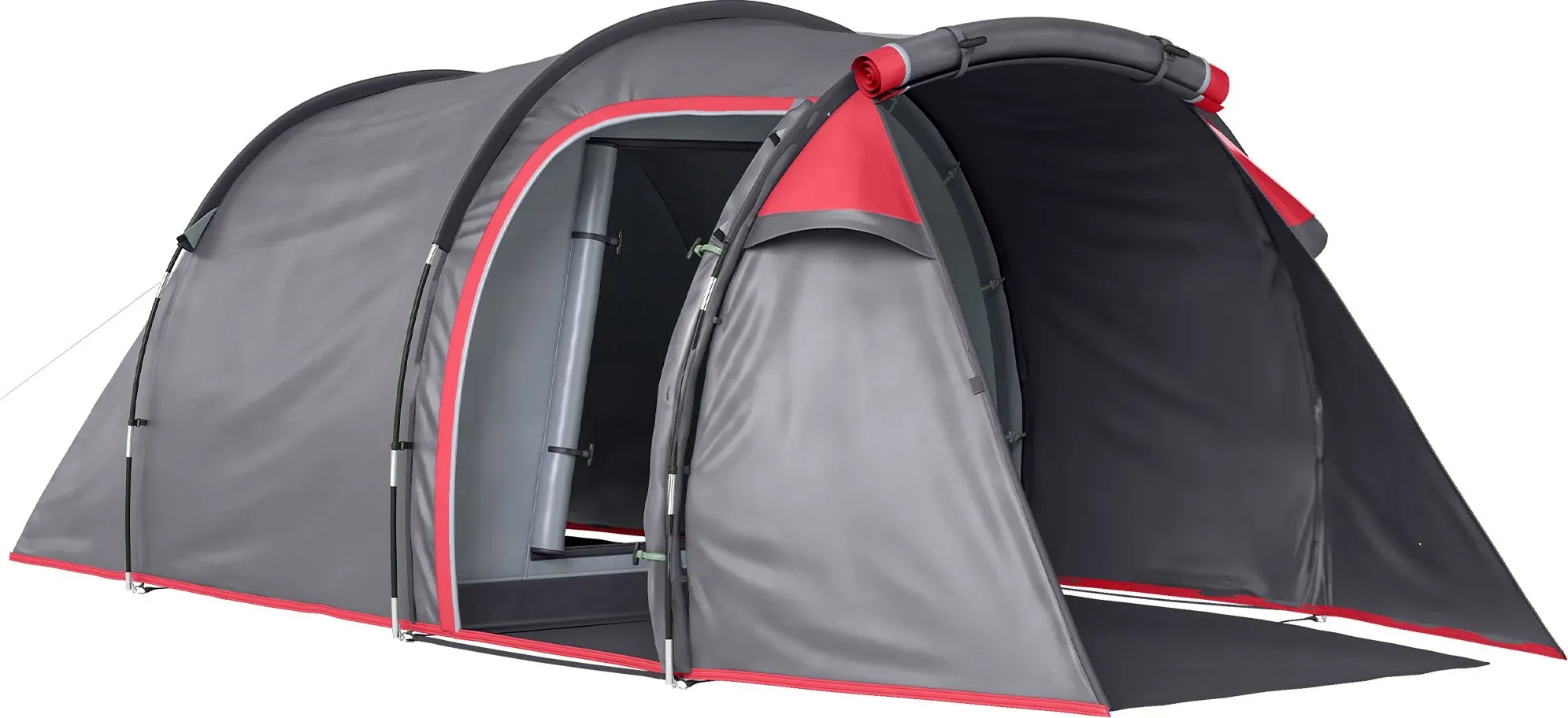 Outsunny Tunnelzelt für 2-3 Personen, 190T Campingzelt mit Heringen, Glasfaser & Polyester, grau, 426 x 206 x 154 cm, ideal für Outdoor-Abenteuer   Aosom.de