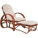 Krines Home Loungesessel Rattanliege Liegesessel klappbar mit Hocker Relax Liegestuhl Liege, mit Relaxfunktion braun|rot