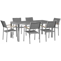 Beliani Gartenmöbel Set Grau poliert 6 Stühle Terrasse Outdoor