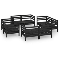 vidaXL 8-tlg. Garten-Lounge-Set Schwarz Massivholz Kiefer