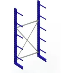 Meta Kragarmregal Grundregal IPE120 einseitig 3000 x 1300 x 500 mm Enzianblau + 5 Kragarmen je Ständer