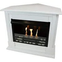 Gelkamin Ethanolkamin Kaminofen Eckkamin Apollo inkl. Zubehör Set + Sicherheitsglas - Weiß - Weiß