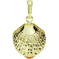 Ketten-Anhänger OSTSEE-SCHMUCK "Ostsee-Schmuck Anhänger Muschel Anhänger Muschel", gelb, Schmuckanhänger, Damen, 21 x 12mm, Gelbgold 333, 0.7 g