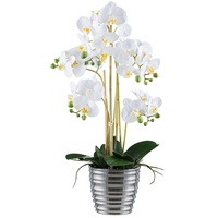 Kunstblume Orchidee im Keramiktopf silber 15x13cm, Creativ green weiß