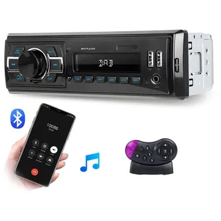 Hikity Auto-mp3-Player 1Din mit DAB-Funktion Autoradio (FM Radio, Bluetooth, USB/SD/AUX-IN, Typ-C-Ladeanschluss, Anzeige der Uhrzeit, FM Radio) schwarz