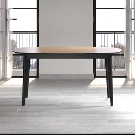 INOSIGN Esstisch INOSIGN "Ronda", braun (eiche, schwarz, eiche), B:160cm H:160cm T:90cm, Tische, Esstisch, Esszimmertisch oval auf Massivholzfüßen - (B/T/H) 160/90/77 cm