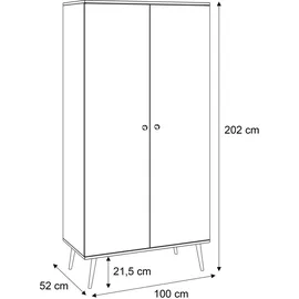 lookway Kleiderschrank HARMONY 100 x 202 x 52 cm Braun
