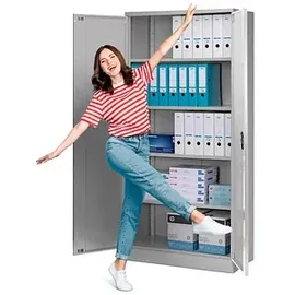 Gürkan Stahlschrank 108850 lichtgrau, enzianblau 92,0 x 42,0 x 195,0 cm, zerlegt