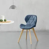 [en.casa] Stühle, Älmhult 4-er Set 81x57 cm Kunstleder Blau