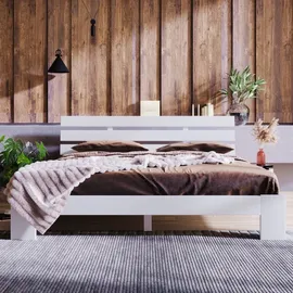ULIFE Massivholz-Doppelbett 140 x 200 cm Weiß