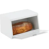 Relaxdays Brotkasten Edelstahl, Brot Aufbewahrungsbox, HBT: 20,5 x 34,5 x 23,5 cm, Brotaufbewahrung, Metall, weiß