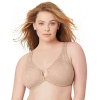 GLAMORISE Vorderverschluss-BH mit Stretch und Spitze - Kaffee 95G