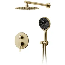 oihpaw Duschsystem,duschsystem Mit 30 x 30 cm Regendusche,unterputz Duscharmatur Set Gebürstetes Gold,360° Verstellbarer Regendusche Duschkopf,komplettset Mit Handbrause,anti Kalk Düsen Duschkopf
