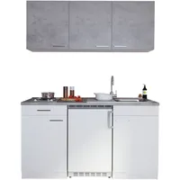 Respekta Küchenzeile Malia 150 cm E-Geräte Edelstahlkochfeld beton optik/weiß