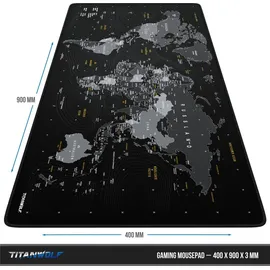 Titanwolf Gaming Mauspad XXL Weltkarte Schwarz