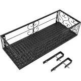 Eisen Hänge Blumenregal Korb, schwarzes Metall Balkon Blumenregal hängender Blumentopf Aufhänger, Sukkulenten dekoratives Geländer Regal für Patio Garten(For 2.5cm railing)