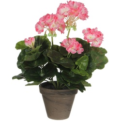 Mica Decorations Geranie Weiß Rosa Pvc Geranie mit Blumentopf