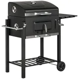 Holzkohlegrill Smoker Bbq-smoker, 1 Ablage, 1 Handtuchhalter, 2 Grillroste, 113 Cm X 65 Cm X 108 Cm, Schwarz