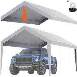 VEVOR Carport-Garagenzelt, 3 x 6 m, Garagendachzelt, wasserdicht und UV-geschützt, einfache Installation mit Spanngurten, Grau (nur Dachabdeckung, Rahmen nicht im Lieferumfang enthalten)