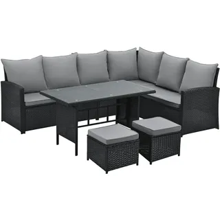 Svita Monroe Garten-Lounge Set Polyrattan Lounge-Möbel Sitzgruppe Schwarz