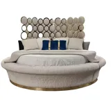 JVmoebel Schlafzimmer-Set Luxus Bett 2x Nachttisch Set Betten Doppelbett Schlafzimmer Hotel Ehe, (3-St., Bett, 2x Nachttisch) beige