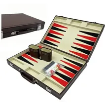 Relaxdays Brauner Backgammon Koffer Braun,Silber