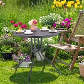 Relaxdays Gartentisch Ø 80 x 75 cm grau