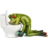 Formano Frosch vor Toilette 14 x 8 cm lustige handbemalte Dekofigur Polyresin aus der beliebten Froschhausen Serie - originelle Geschenkidee für Sammler & Humor-Fans