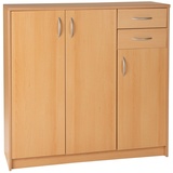 Kommode Sideboard Highboard Schrank Anrichte mit 3 Türen 2 Schubladen Buche