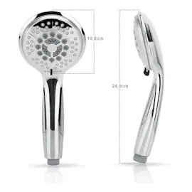 Intirilife Duschkopf Handbrause mit 5 Funktionen in Silber - Universaler Brausekopf mit umweltfreundlicher Wasser-Stopp-Funktion Duschbrause