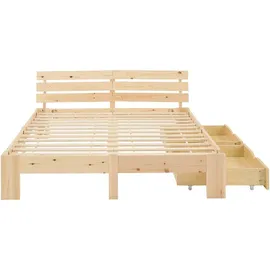 Homestyle4u Holzbett 160 x 200 cm Braun