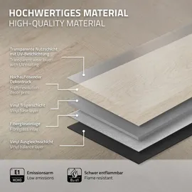 ML-Design Click Vinylboden, Fischgrät Eiche Hell Braun, Holzoptik, wasserfest, Belastungsklasse 34