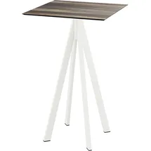 Essentials Infinity Stehtisch Weiß gestell + Tropical Wood HPL 70x70 cm