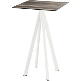 Essentials Infinity Stehtisch Weiß gestell + Tropical Wood HPL 70x70 cm