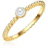 Lulu & Jane Perlen-Ring Messing Muschelkernperle in gelbgold | Gr.: 52