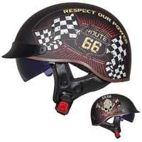 ACLFFSHOP Halbschalenhelm mit ECE, Jethelm Retro, Chopper Helm, Retro Motorrad Helm, Scooter-Helm, Offenem Helm, mit Sonnenblende und Herausnehmbares Atmungsaktives Futter, L(59~60cm)