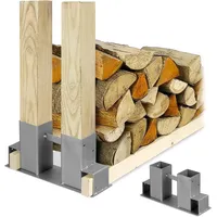 Relaxdays Holzstapelhilfe 2er Set Metall 0,18 m x 0,36 m Silber