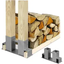 Relaxdays Holzstapelhilfe 2er Set Metall 0,18 m x 0,36 m Silber