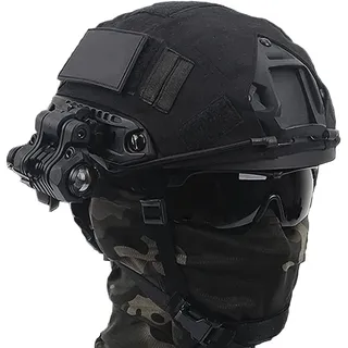 Outdoor CS Spiel Taktischer Helm, Militär-Stil Fast Schutz Helm Set Mit Airsoft Maske, Paintball Brille Taktischer Headset,Teleskop-Modell Army Militärstil Cs Spiel Set