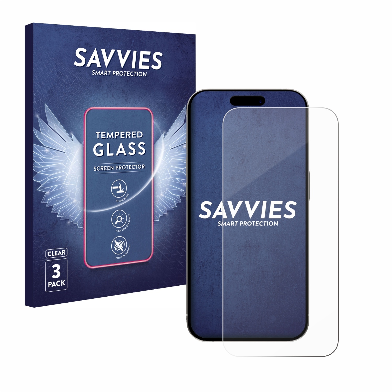 3x Savvies HD33 Clear Panzerglas für Apple iPhone 15 Pro