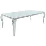 riess-ambiente Esstisch MODERN BAROCK 180cm weiß / silber (Einzelartikel, 1-St), Esszimmer · Opalglas · Edelstahl · eckig weiß