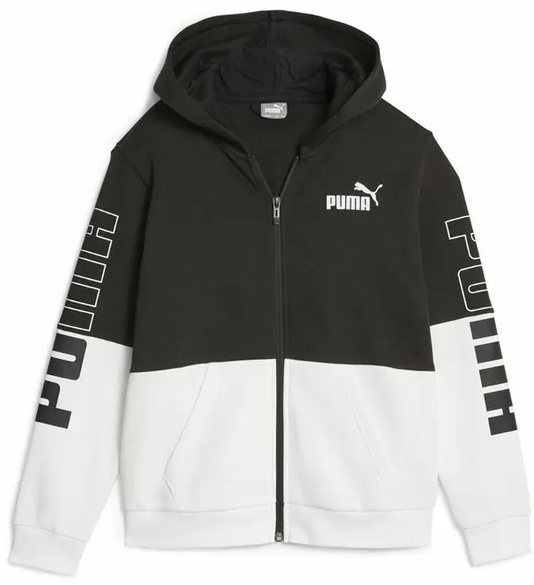 Unisex-Sweater mit Kapuze und Reißverschluss Puma, Schwarz - 15-16 Jahre