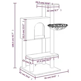vidaXL Kratzbaum 108,5 cm creme