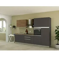 Marinelli Cucine Vormontierte Küchenzeile Ametista  (Breite: 315 cm, Anthrazit/Nuss, Mit Elektrogeräten, Spüle links)