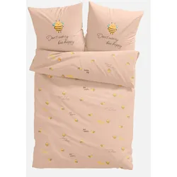 bonprix Bettwäsche mit Bienen, beige, 135x200 cm, mit Baumwolle